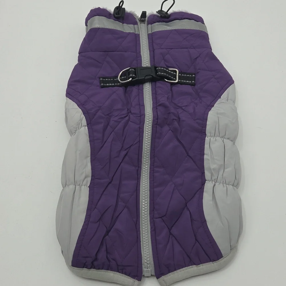 Purple and Gray Dog Jacket Medium NWOT